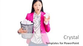  Presentation with bin - PPT theme with young-beautiful-chinese-woman-holding background and a white colored foreground