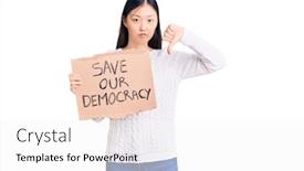  Presentation with democracy - Slides consisting of young-beautiful-chinese-woman-holding background and a white colored foreground