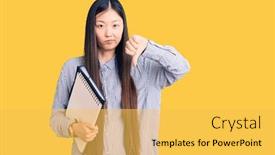  Presentation with chinese - Presentation design enhanced with young-beautiful-chinese-woman-holding background and a yellow colored foreground