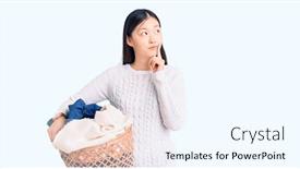  Presentation with chinese laundry - Presentation theme featuring young-beautiful-chinese-woman-holding background and a cool aqua colored foreground