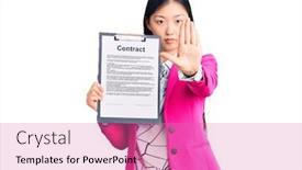  Presentation with defense - Audience pleasing theme consisting of young-beautiful-chinese-woman-holding backdrop and a coral colored foreground