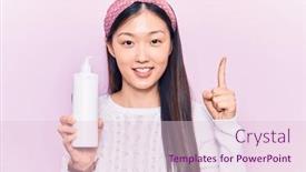  Presentation with lotion - Presentation design featuring young-beautiful-chinese-woman-holding background and a lemonade colored foreground