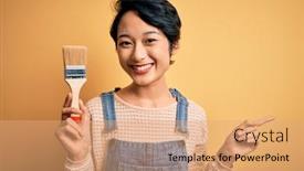  Presentation with painting - PPT theme enhanced with young-beautiful-chinese-woman-painting background and a coral colored foreground