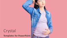  Presentation with pregnant woman - Presentation design featuring young-beautiful-chinese-woman-pregnant background and a coral colored foreground