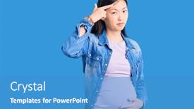  Presentation with pregnant woman - Colorful slide deck enhanced with young-beautiful-chinese-woman-pregnant backdrop and a teal colored foreground