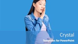  Presentation with pregnant woman - Presentation theme with young-beautiful-chinese-woman-pregnant background and a teal colored foreground