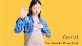  Presentation with pregnant woman - Amazing slide deck having young-beautiful-chinese-woman-pregnant backdrop and a yellow colored foreground
