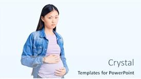 Presentation with angry baby - Beautiful PPT theme featuring young-beautiful-chinese-woman-pregnant backdrop and a sky blue colored foreground