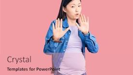  Presentation with forbidden - Slide set consisting of young-beautiful-chinese-woman-pregnant background and a coral colored foreground