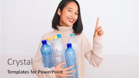  Presentation with plastic recycling - Cool new slide deck with young-beautiful-chinese-woman-recycling backdrop and a lemonade colored foreground