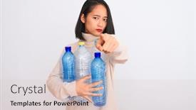  Presentation with plastic recycling - Audience pleasing PPT theme consisting of young-beautiful-chinese-woman-recycling backdrop and a lemonade colored foreground
