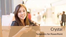  Presentation with modern chinese - Audience pleasing presentation consisting of young beautiful chinese woman shopping in modern shopping mall backdrop and a coral colored foreground