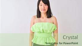  Presentation with simple green - Beautiful slide deck featuring beautiful chinese woman wearing green backdrop and a mint green colored foreground