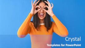  Presentation with blue orange - PPT theme enhanced with beautiful chinese woman wearing orange background and a teal colored foreground