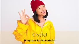  Presentation with chinese - Audience pleasing presentation theme consisting of young-beautiful-chinese-woman-wearing backdrop and a yellow colored foreground