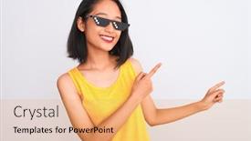  Presentation with beautiful tibet scenery in china - PPT theme featuring young-beautiful-chinese-woman-wearing background and a yellow colored foreground