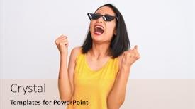  Presentation with winner - Presentation theme with young-beautiful-chinese-woman-wearing background and a yellow colored foreground