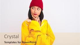  Presentation with wool - Cool new slides with young-beautiful-chinese-woman-wearing backdrop and a yellow colored foreground
