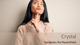  Presentation with chinese - Colorful presentation design enhanced with young-beautiful-chinese-woman-wearing backdrop and a soft green colored foreground