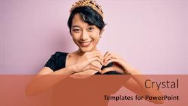  Presentation with king crown - Amazing PPT layouts having young-beautiful-chinese-woman-wearing backdrop and a red colored foreground