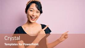  Presentation with king crown - Slides having young-beautiful-chinese-woman-wearing background and a coral colored foreground