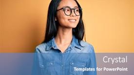  Presentation with beautiful tibet scenery in china - Presentation design consisting of young-beautiful-chinese-woman-wearing background and a teal colored foreground