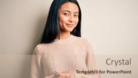  Presentation with optimistic - Audience pleasing presentation design consisting of young-beautiful-chinese-woman-wearing backdrop and a lemonade colored foreground