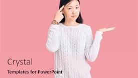  Presentation with think - PPT layouts with young-beautiful-chinese-woman-wearing background and a lemonade colored foreground