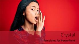  Presentation with chinese chinese - Colorful slide deck enhanced with young-beautiful-chinese-woman-wearing backdrop and a crimson colored foreground