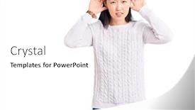  Presentation with deaf - Colorful presentation theme enhanced with young-beautiful-chinese-woman-wearing backdrop and a white colored foreground