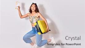  Presentation with cabin - Amazing presentation theme having young-beautiful-chinese-woman backdrop and a light gray colored foreground