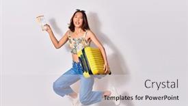  Presentation with cabin - Slide deck enhanced with young-beautiful-chinese-woman background and a light gray colored foreground