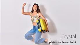  Presentation with cabin - Beautiful presentation theme featuring young-beautiful-chinese-woman backdrop and a light gray colored foreground