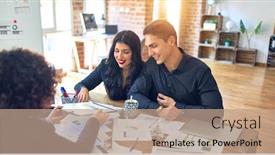  Presentation with mortgage - Amazing PPT layouts having young-beautiful-couple-applying backdrop and a coral colored foreground