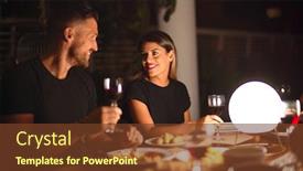  Presentation with toasting - Colorful slides enhanced with young-beautiful-couple-dinning backdrop and a tawny brown colored foreground