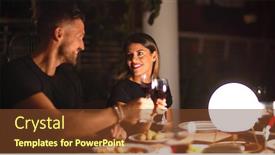  Presentation with celebration - PPT theme with young-beautiful-couple-dinning background and a tawny brown colored foreground