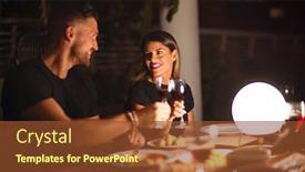  Presentation with celebration - PPT theme with young-beautiful-couple-dinning background and a tawny brown colored foreground