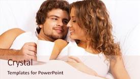  Presentation with bed hotel - Beautiful slides featuring young beautiful couple enjoying coffee backdrop and a lemonade colored foreground