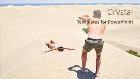  Presentation with photo - Slide deck having young-beautiful-couple-making-photo background and a lemonade colored foreground