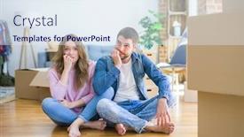  Presentation with moving - Slide set with phobias - young beautiful couple moving background and a sky blue colored foreground