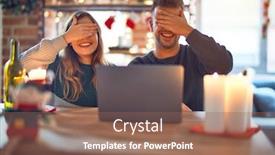  Presentation with laptop computers around the world - Amazing presentation theme having young-beautiful-couple-sitting-using backdrop and a violet colored foreground