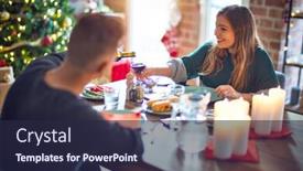  Presentation with christmas food - Colorful presentation enhanced with young beautiful couple smiling happy and confident eating food celebrating christmas at home backdrop and a wine colored foreground