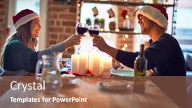  Presentation with christmas food - Colorful presentation enhanced with young-beautiful-couple-smiling-happy backdrop and a coral colored foreground
