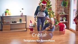  Presentation with dog christmas - Colorful PPT layouts enhanced with young-beautiful-couple-smiling-happy backdrop and a coral colored foreground