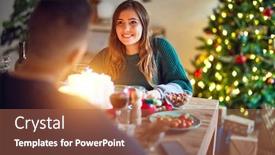  Presentation with christmas food - PPT theme with young-beautiful-couple-smiling-happy background and a red colored foreground