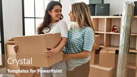  Presentation with young happy couple - Presentation with young-beautiful-couple-smiling-happy background and a coral colored foreground