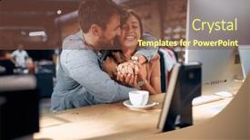  Presentation with desktop - Presentation enhanced with young-beautiful-couple background and a tawny brown colored foreground