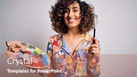  Presentation with artist - Presentation theme enhanced with young-beautiful-curly-arab-artist background and a coral colored foreground