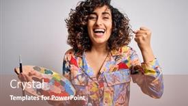  Presentation with artist - Theme featuring young-beautiful-curly-arab-artist background and a coral colored foreground