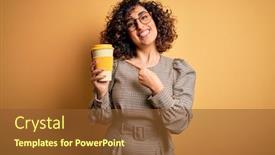  Presentation with coffe - Audience pleasing theme consisting of young-beautiful-curly-arab-businesswoman backdrop and a tawny brown colored foreground